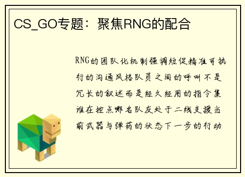 CS_GO专题：聚焦RNG的配合